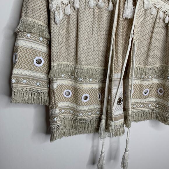 Dodo Bar Or Yehuda Tassel Embellished Jacket Tan Women’s Medium - Picture 5 of 16